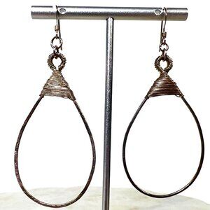 Teardrop 925 Silver Wire Wrapped Earrings Lightweight Statement Jewelry Artisan